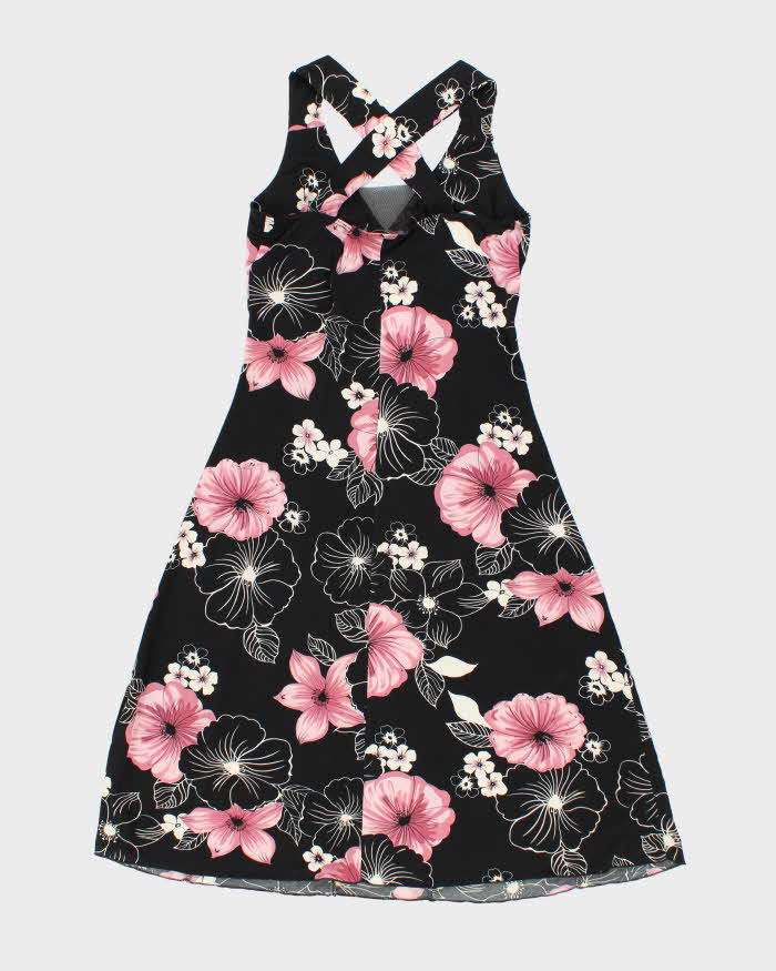 Y2K Blu Heaven Black and Pink Hawaiian Dress - S