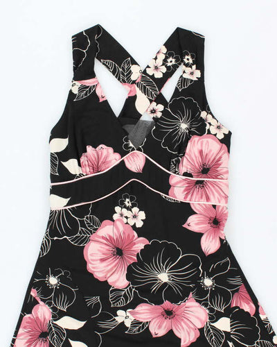 Y2K Blu Heaven Black and Pink Hawaiian Dress - S