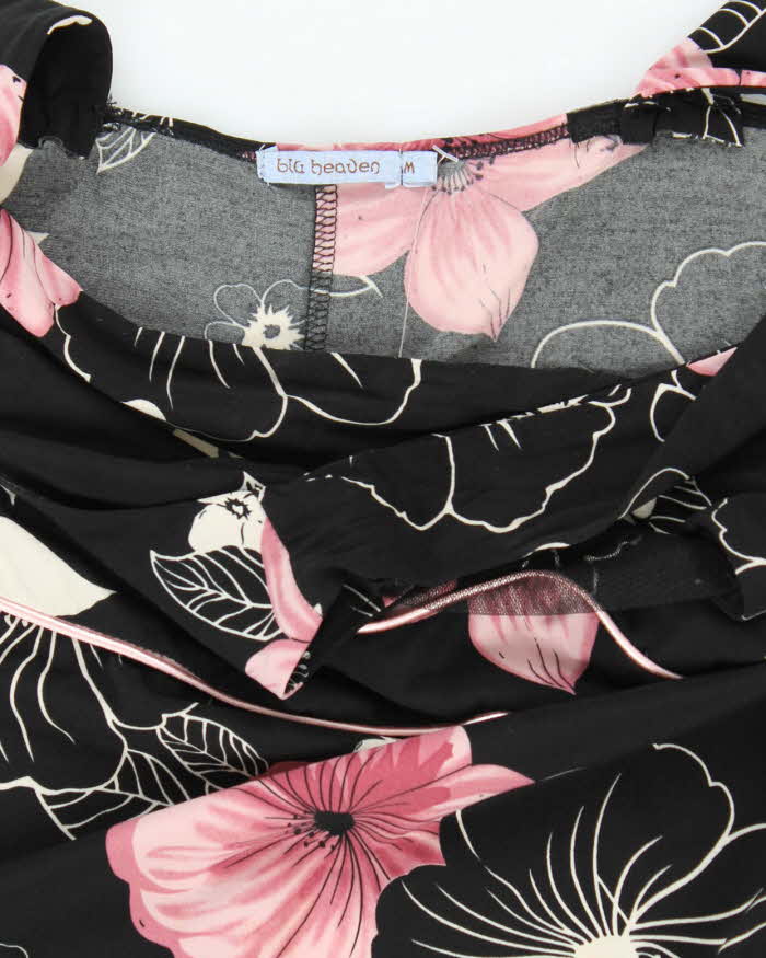 Y2K Blu Heaven Black and Pink Hawaiian Dress - S
