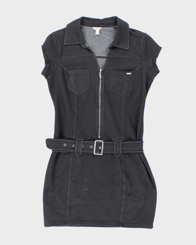 Guess Stretchy Black Belted Knee Length Leisure Dress - L