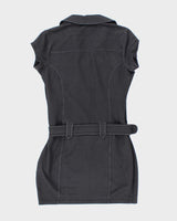 Guess Stretchy Black Belted Knee Length Leisure Dress - L