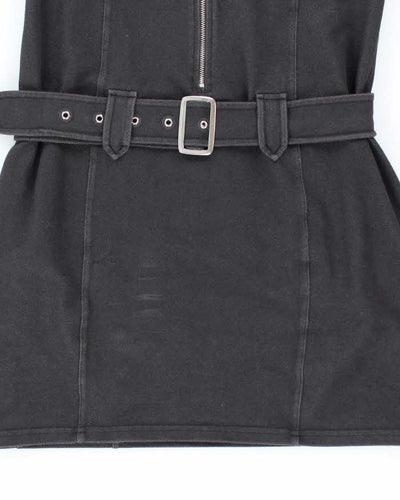 Guess Stretchy Black Belted Knee Length Leisure Dress - L