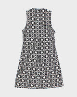 Vintage 1990s Black and White Pattern Tea Dress - XXS