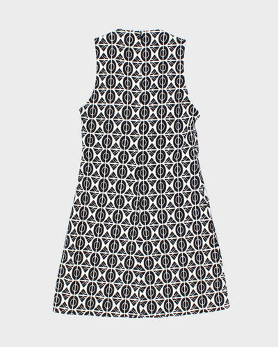 Vintage 1990s Black and White Pattern Tea Dress - XXS