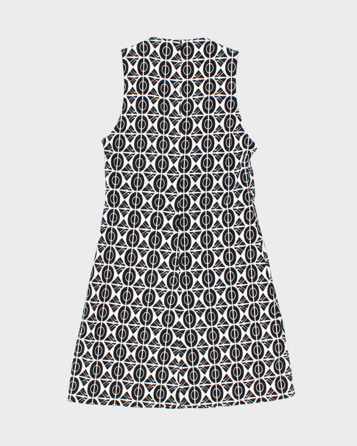 Vintage 1990s Black and White Pattern Tea Dress - XXS
