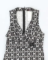 Vintage 1990s Black and White Pattern Tea Dress - XXS