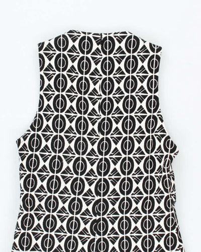 Vintage 1990s Black and White Pattern Tea Dress - XXS