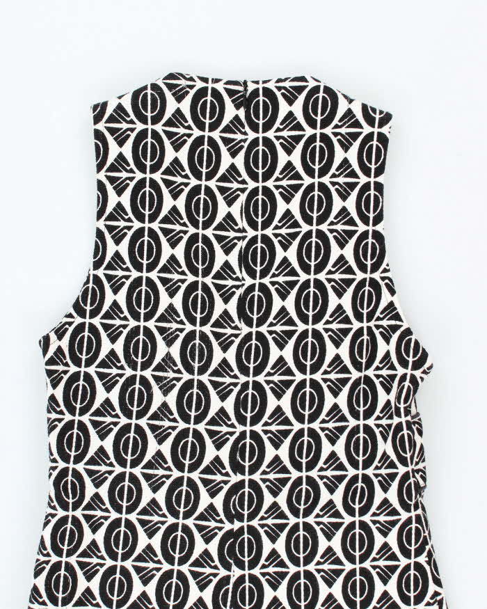 Vintage 1990s Black and White Pattern Tea Dress - XXS