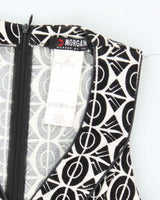 Vintage 1990s Black and White Pattern Tea Dress - XXS