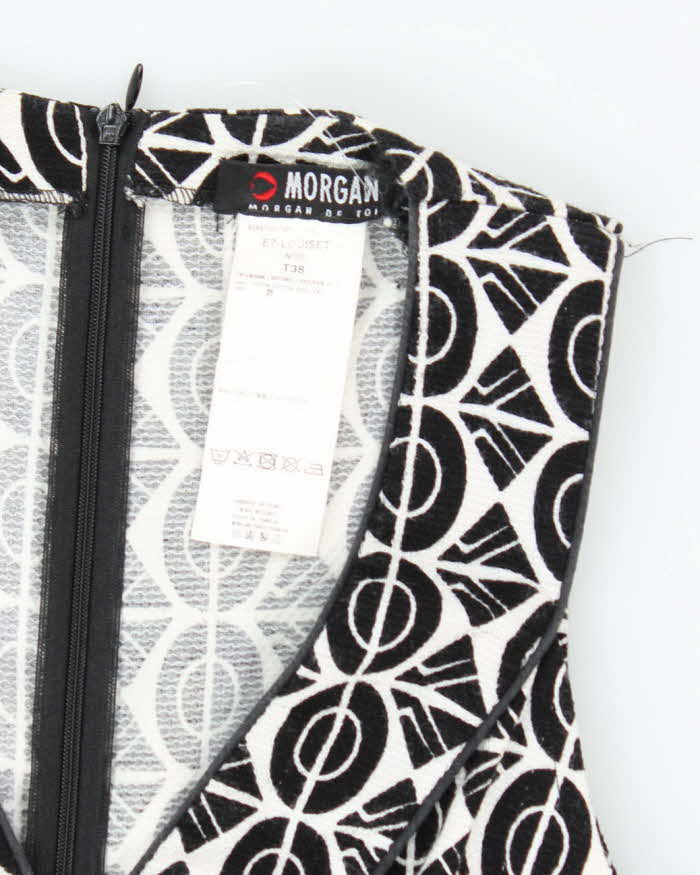 Vintage 1990s Black and White Pattern Tea Dress - XXS
