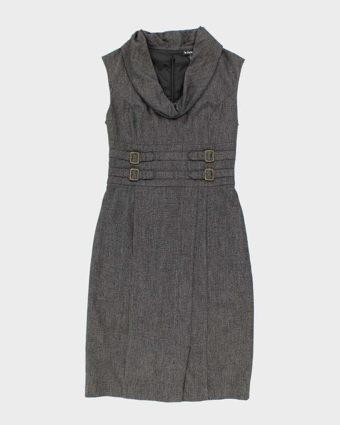 Y2K Le Chateau Lined Grey Cowl Neck Dress - S