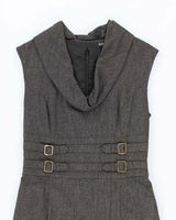 Y2K Le Chateau Lined Grey Cowl Neck Dress - S