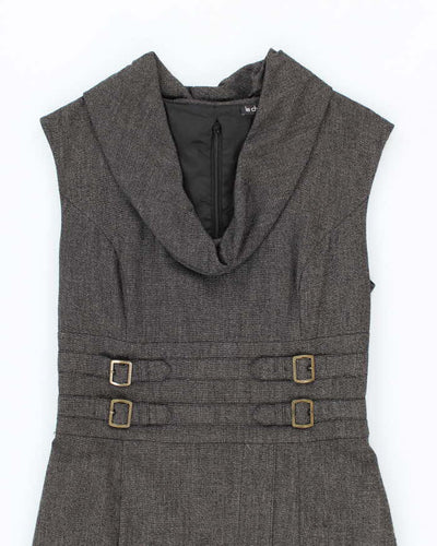 Y2K Le Chateau Lined Grey Cowl Neck Dress - S