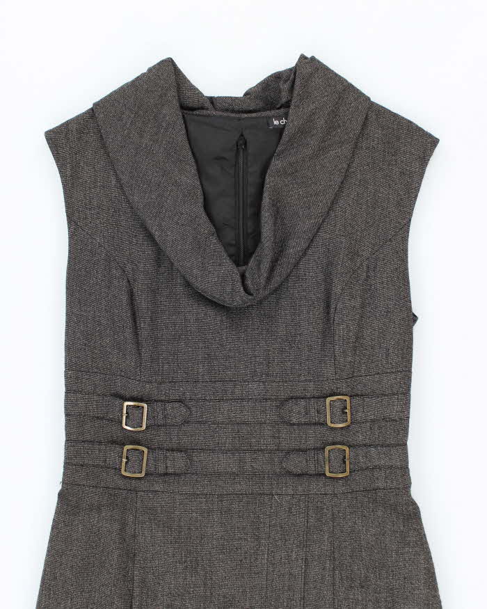 Y2K Le Chateau Lined Grey Cowl Neck Dress - S