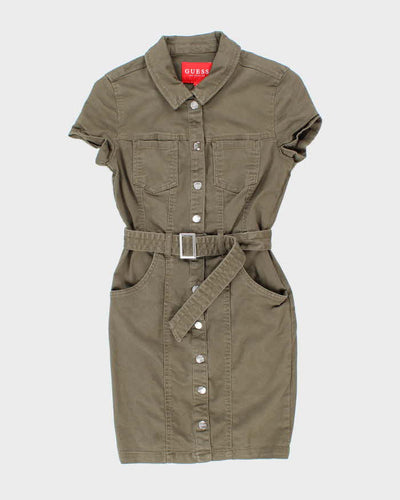 Y2K Le Chateau Cargo Khaki Belted Dress - S