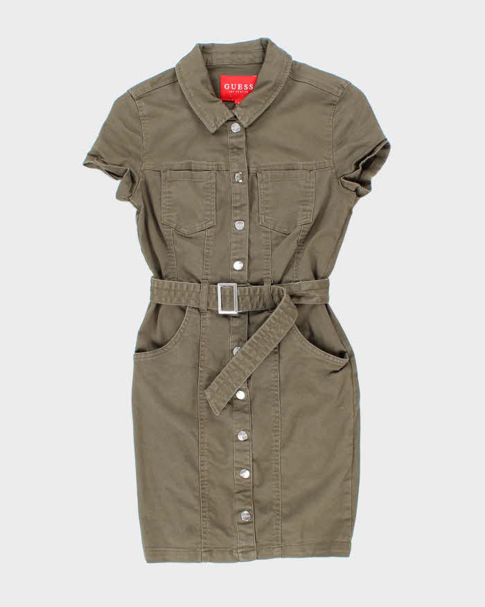 Y2K Le Chateau Cargo Khaki Belted Dress - S