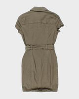 Y2K Le Chateau Cargo Khaki Belted Dress - S