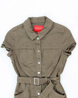 Y2K Le Chateau Cargo Khaki Belted Dress - S