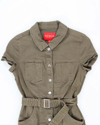 Y2K Le Chateau Cargo Khaki Belted Dress - S