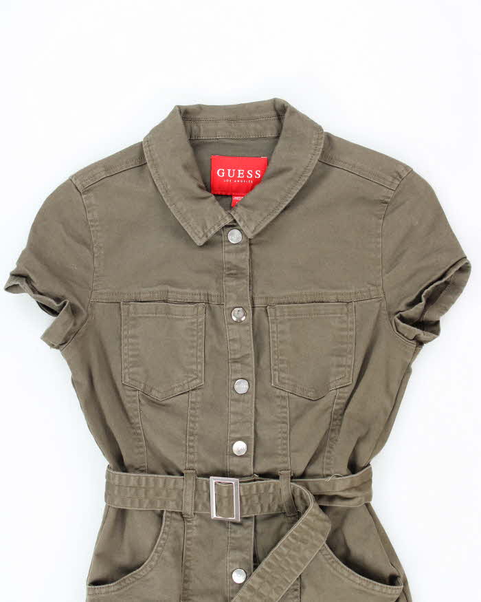 Y2K Le Chateau Cargo Khaki Belted Dress - S