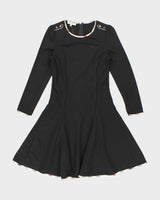 Burberry Black with Tartan Piping Long Sleeved Dress - S