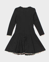 Burberry Black with Tartan Piping Long Sleeved Dress - S