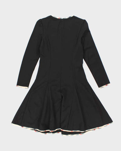Burberry Black with Tartan Piping Long Sleeved Dress - S