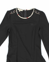 Burberry Black with Tartan Piping Long Sleeved Dress - S
