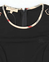 Burberry Black with Tartan Piping Long Sleeved Dress - S