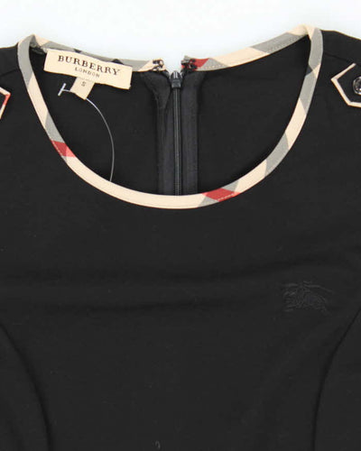 Burberry Black with Tartan Piping Long Sleeved Dress - S