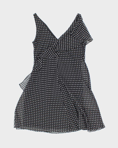 Chaps Black and White Polka Dot Ruffle Dress - M