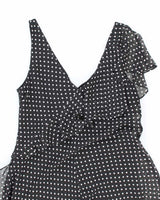 Chaps Black and White Polka Dot Ruffle Dress - M