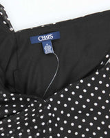Chaps Black and White Polka Dot Ruffle Dress - M