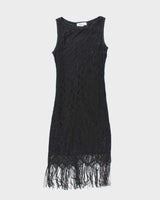 Vintage 1990s Black Crochet Dress - XS