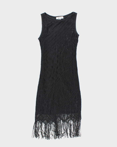Vintage 1990s Black Crochet Dress - XS