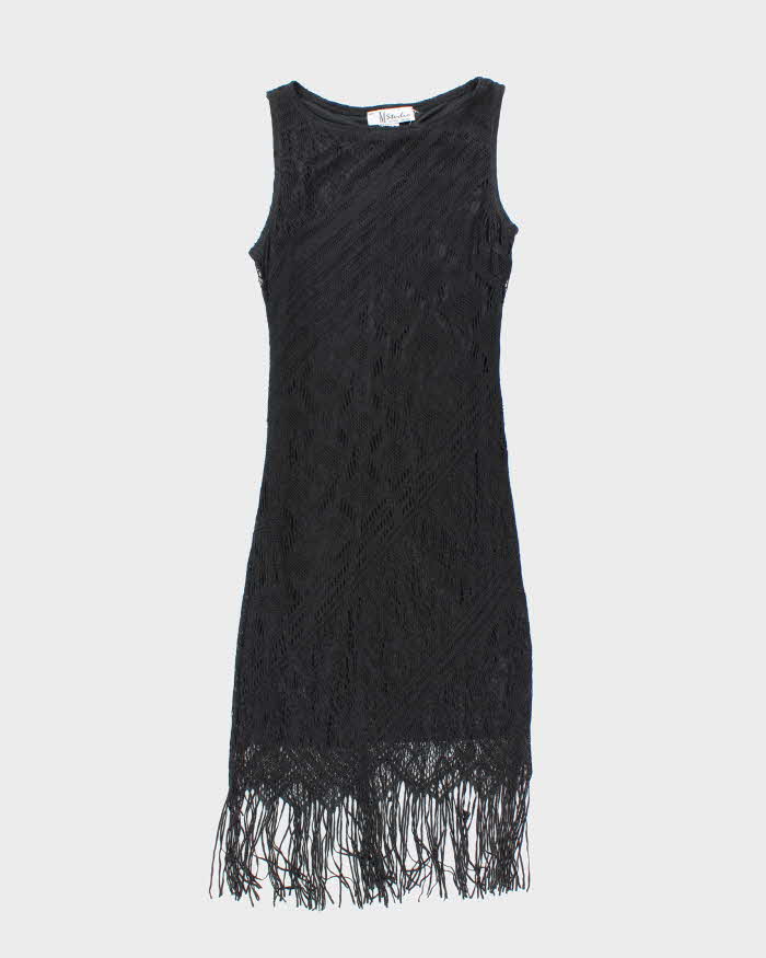 Vintage 1990s Black Crochet Dress - XS
