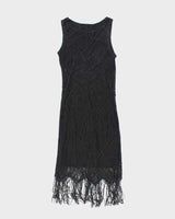 Vintage 1990s Black Crochet Dress - XS