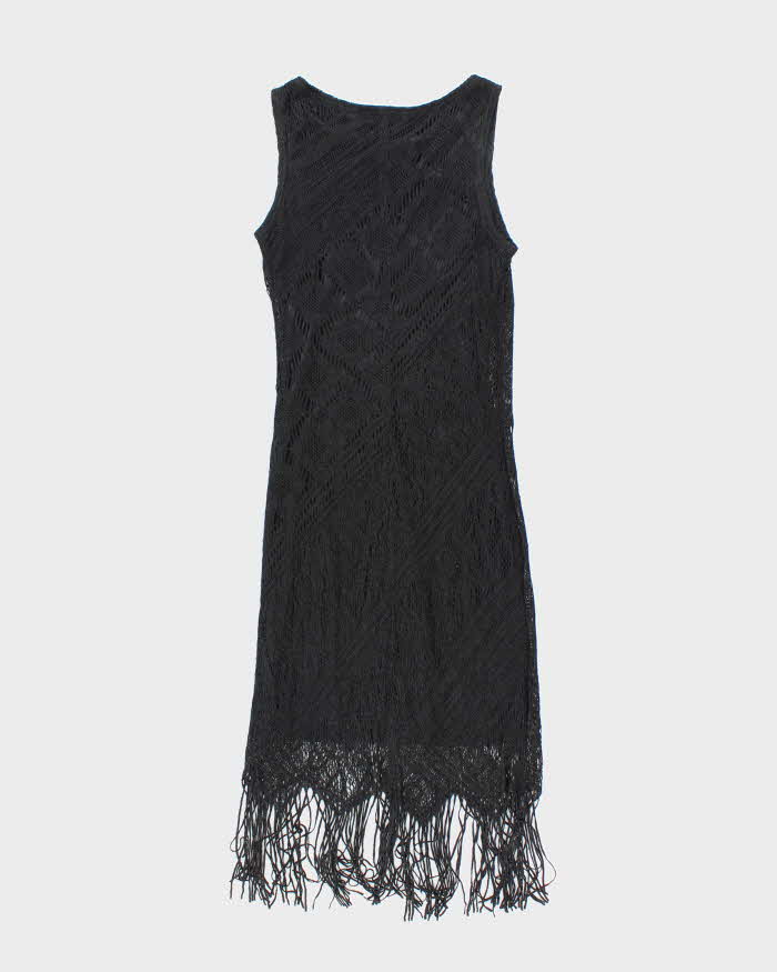 Vintage 1990s Black Crochet Dress - XS