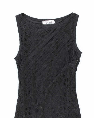 Vintage 1990s Black Crochet Dress - XS