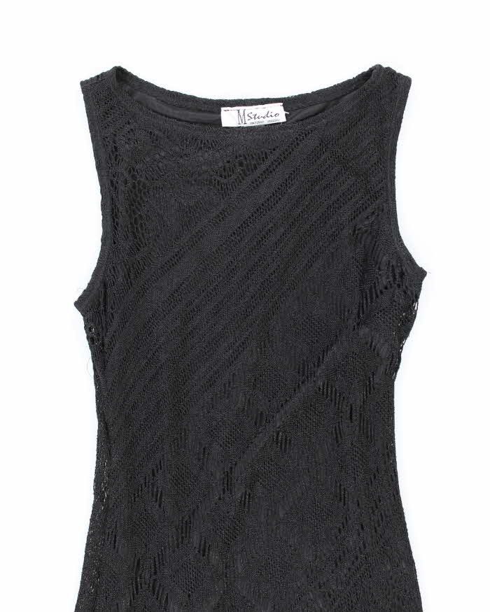 Vintage 1990s Black Crochet Dress - XS