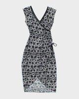 Y2K Le Chateau Black Patterned Wrap Dress - XS
