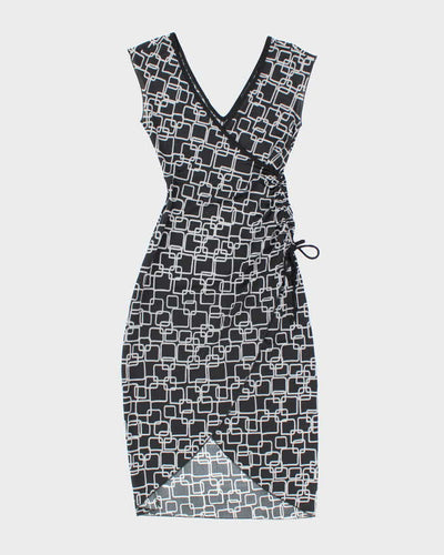 Y2K Le Chateau Black Patterned Wrap Dress - XS