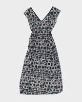 Y2K Le Chateau Black Patterned Wrap Dress - XS