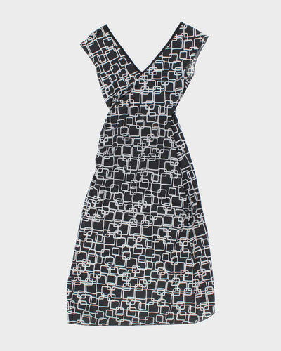 Y2K Le Chateau Black Patterned Wrap Dress - XS