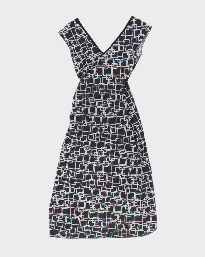 Y2K Le Chateau Black Patterned Wrap Dress - XS