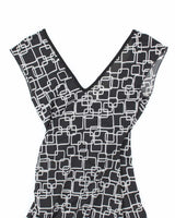 Y2K Le Chateau Black Patterned Wrap Dress - XS