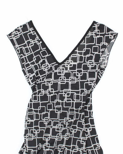 Y2K Le Chateau Black Patterned Wrap Dress - XS