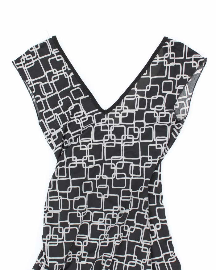 Y2K Le Chateau Black Patterned Wrap Dress - XS