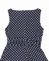 Ralph Lauren Stretchy Navy Blue Polka Dot Picnic Dress - M