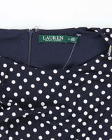Ralph Lauren Stretchy Navy Blue Polka Dot Picnic Dress - M